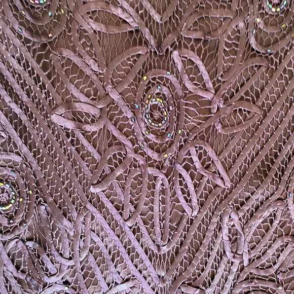 VINTAGE SOULMATES 100% Silk Purple Beaded Lace Slip On Maxi Length Dress Size XL - Picture 5 of 11